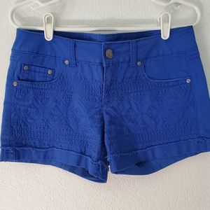 Copper Key Embroidered Shorts Blue sz 5